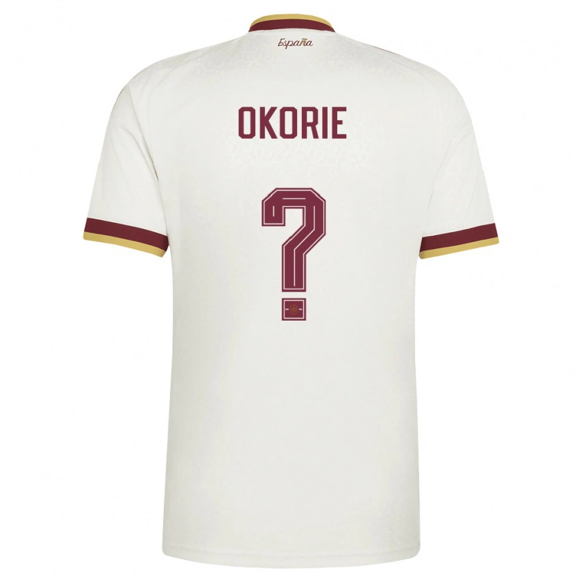 Danxen Hombre Camiseta España Victory Okorie #0 Marfil Borgoña 2ª Equipación 26-28 La Camisa
