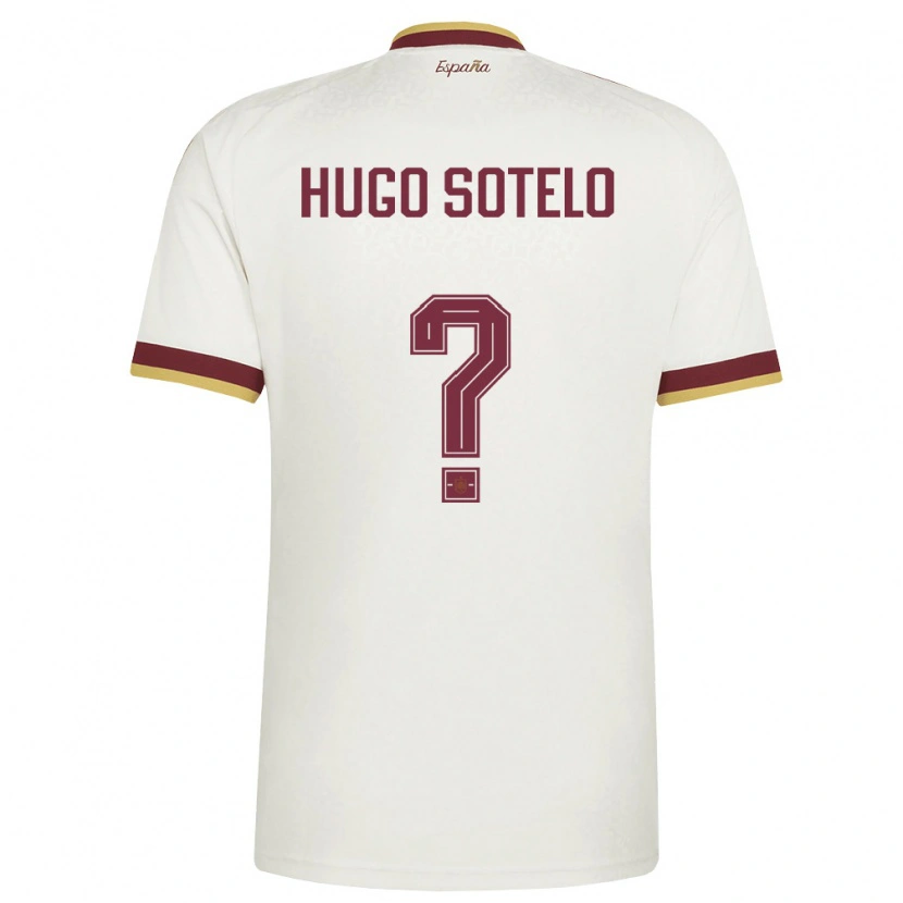 Danxen Hombre Camiseta España Hugo Sotelo #0 Marfil Borgoña 2ª Equipación 26-28 La Camisa