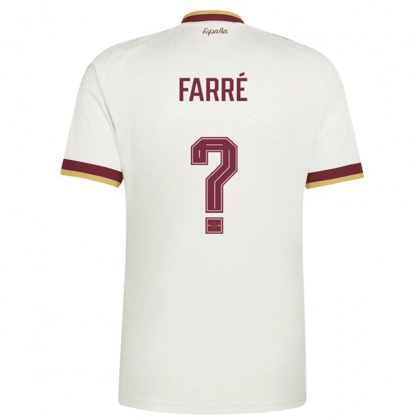 Danxen Hombre Camiseta España Landry Farré #0 Marfil Borgoña 2ª Equipación 26-28 La Camisa