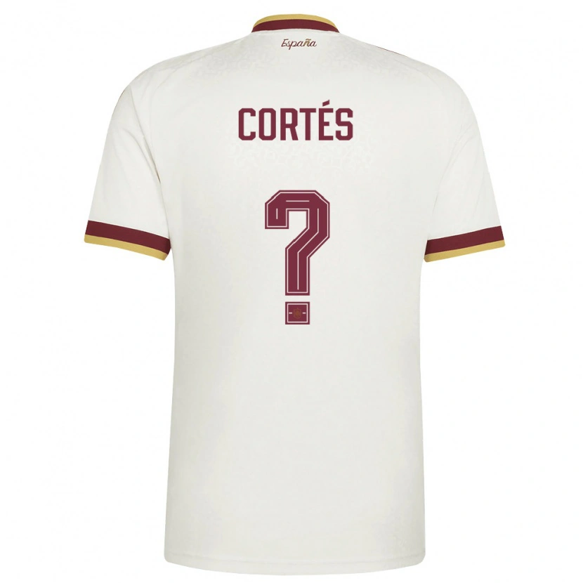 Danxen Hombre Camiseta España Lucas Cortés #0 Marfil Borgoña 2ª Equipación 26-28 La Camisa