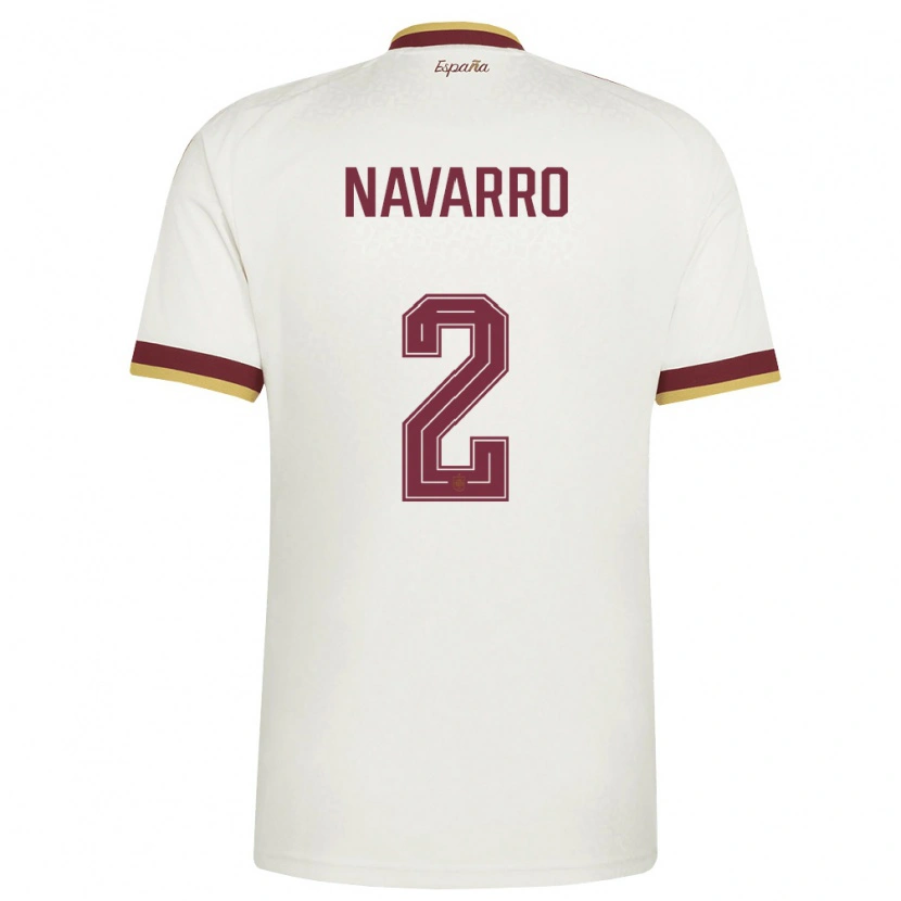 Danxen Hombre Camiseta España Pau Navarro #2 Marfil Borgoña 2ª Equipación 26-28 La Camisa