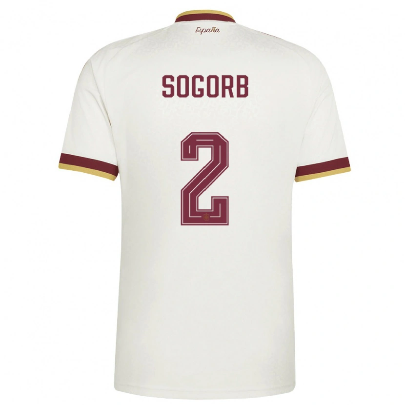 Danxen Hombre Camiseta España Carles Sogorb #2 Marfil Borgoña 2ª Equipación 26-28 La Camisa