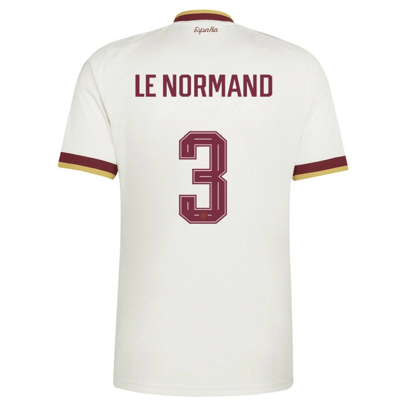 Danxen Hombre Camiseta España Robin Le Normand #3 Marfil Borgoña 2ª Equipación 26-28 La Camisa