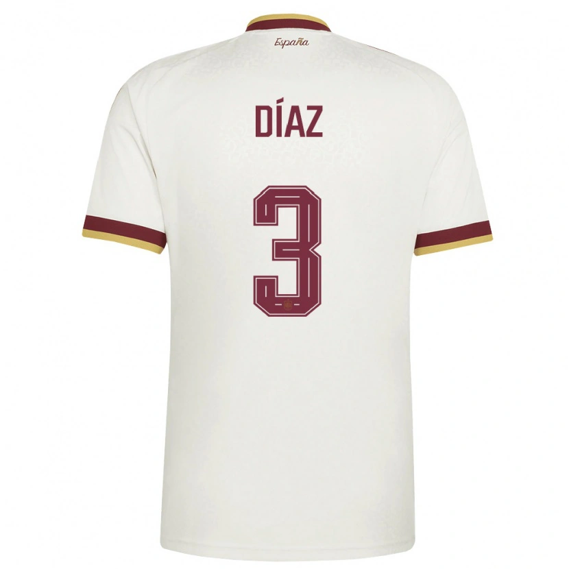 Danxen Hombre Camiseta España Julio Díaz #3 Marfil Borgoña 2ª Equipación 26-28 La Camisa