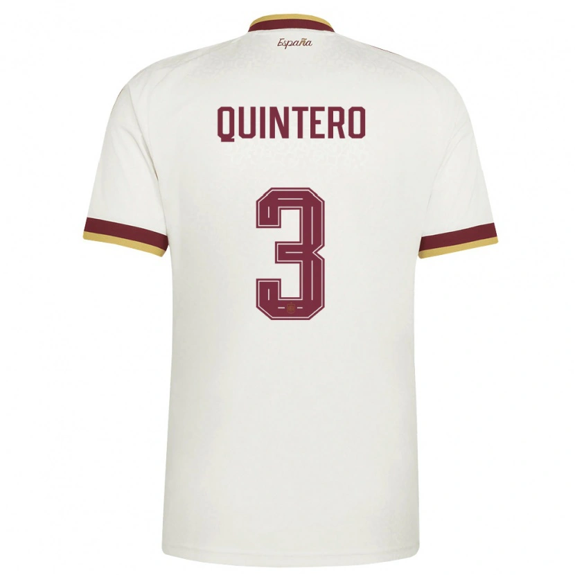 Danxen Hombre Camiseta España Iker Quintero #3 Marfil Borgoña 2ª Equipación 26-28 La Camisa