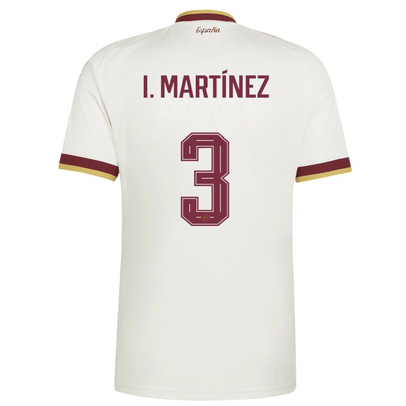 Danxen Hombre Camiseta España Inigo Martinez #3 Marfil Borgoña 2ª Equipación 26-28 La Camisa
