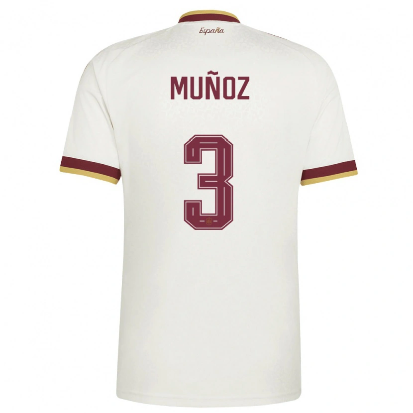 Danxen Hombre Camiseta España Dani Muñoz #3 Marfil Borgoña 2ª Equipación 26-28 La Camisa