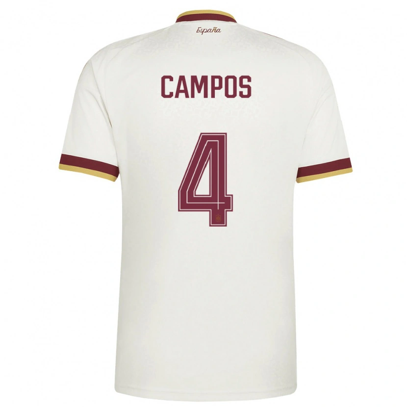 Danxen Hombre Camiseta España Alex Campos #4 Marfil Borgoña 2ª Equipación 26-28 La Camisa