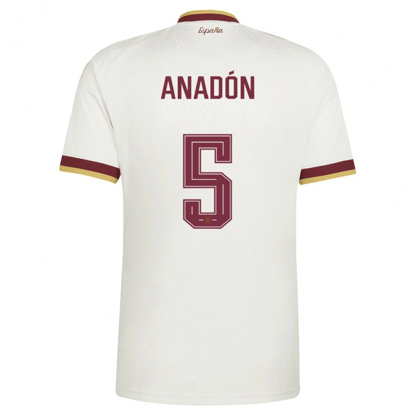 Danxen Hombre Camiseta España Guillermo Anadón #5 Marfil Borgoña 2ª Equipación 26-28 La Camisa