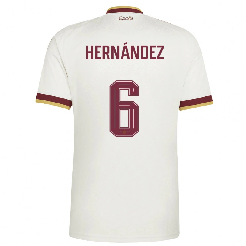 Danxen Hombre Camiseta España Gerard Hernandez #6 Marfil Borgoña 2ª Equipación 26-28 La Camisa