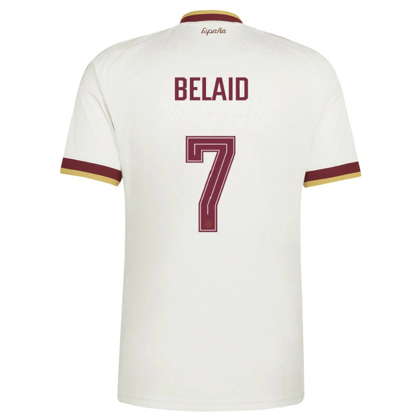 Danxen Hombre Camiseta España Rayane Belaid #7 Marfil Borgoña 2ª Equipación 26-28 La Camisa