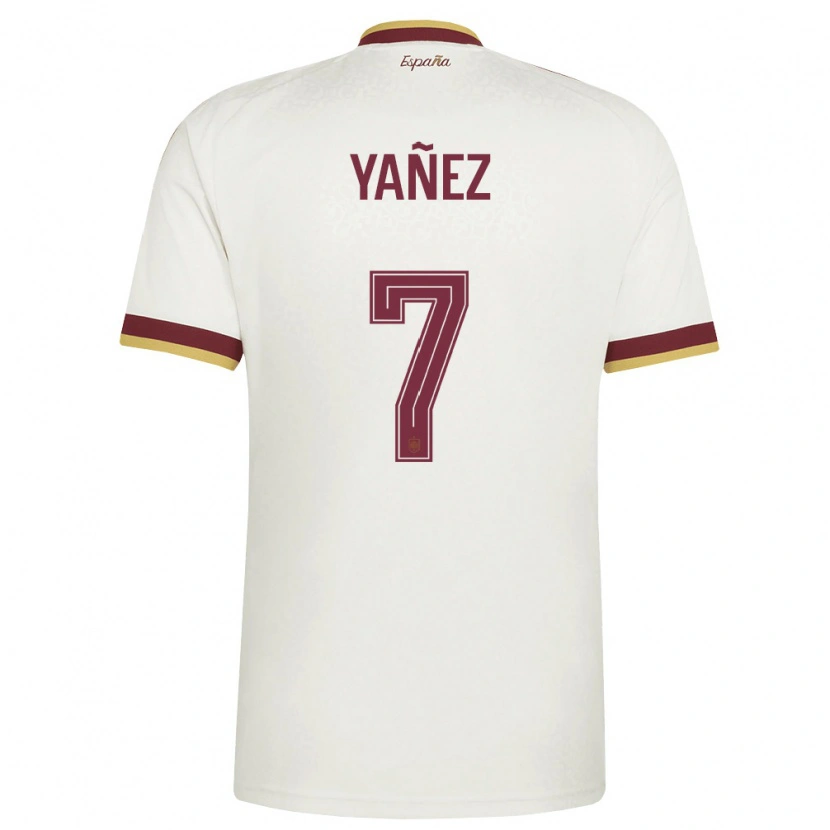 Danxen Hombre Camiseta España Daniel Yáñez #7 Marfil Borgoña 2ª Equipación 26-28 La Camisa
