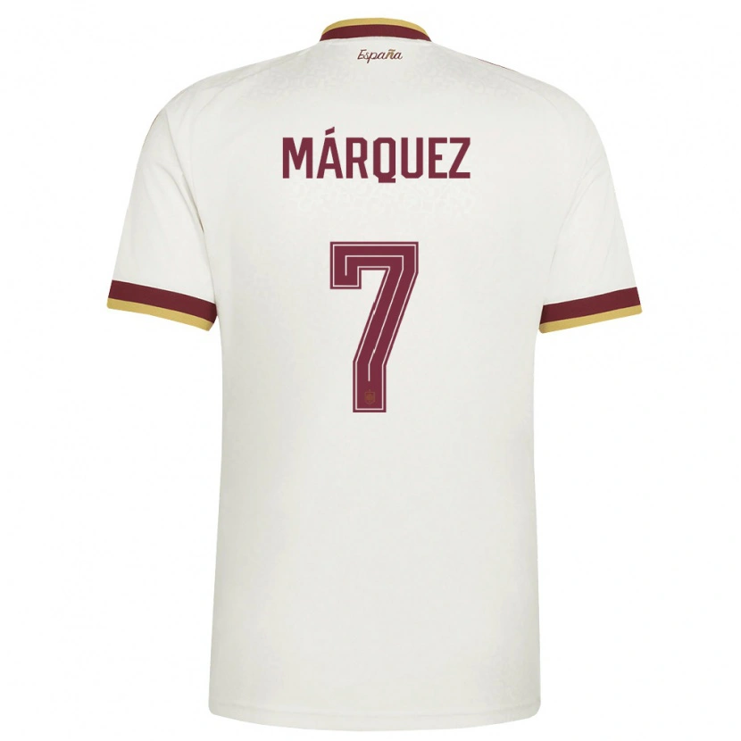 Danxen Hombre Camiseta España Rosa Marquez #7 Marfil Borgoña 2ª Equipación 26-28 La Camisa