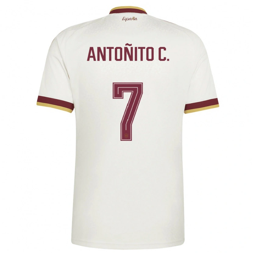 Danxen Hombre Camiseta España Antoñito Cordero #7 Marfil Borgoña 2ª Equipación 26-28 La Camisa