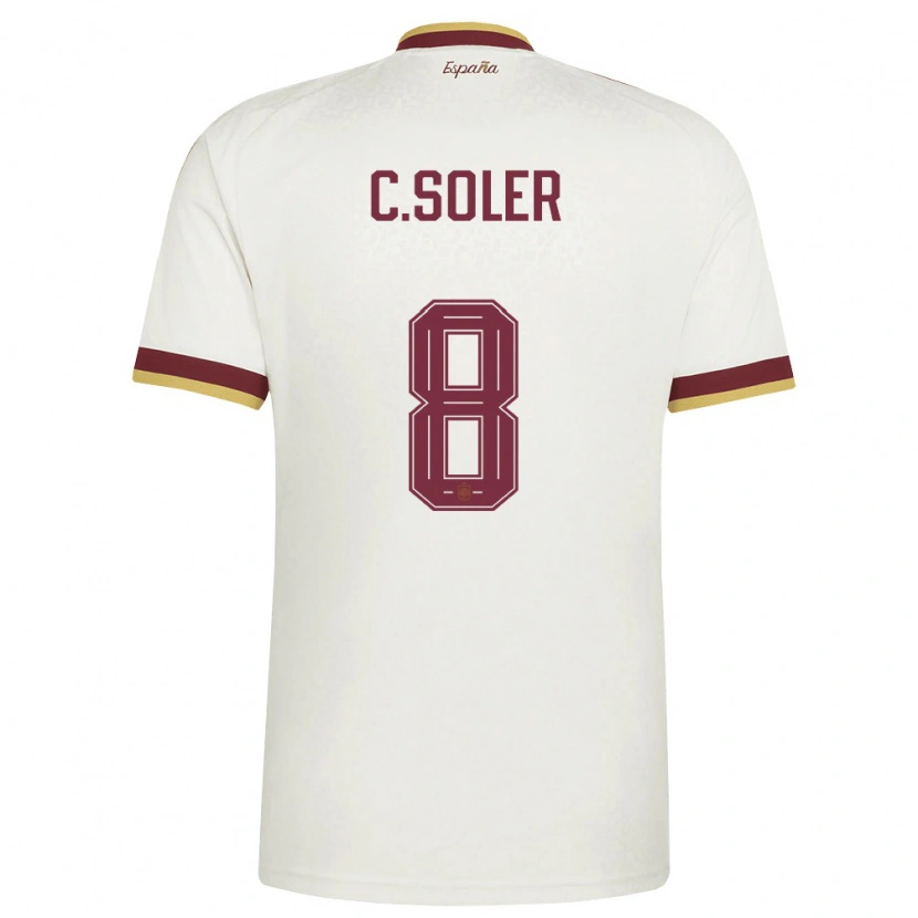 Danxen Hombre Camiseta España Carlos Soler #8 Marfil Borgoña 2ª Equipación 26-28 La Camisa