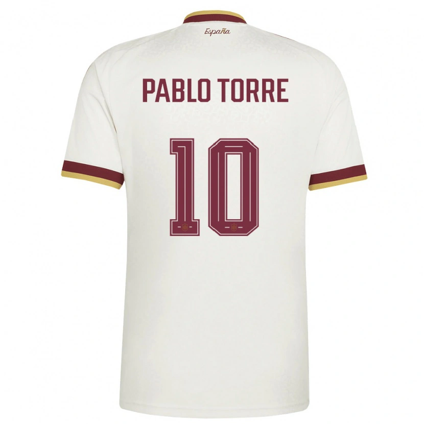 Danxen Hombre Camiseta España Pablo Torre #10 Marfil Borgoña 2ª Equipación 26-28 La Camisa