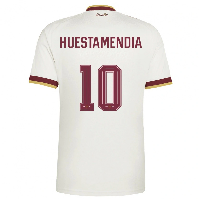 Danxen Hombre Camiseta España Peio Huestamendia #10 Marfil Borgoña 2ª Equipación 26-28 La Camisa
