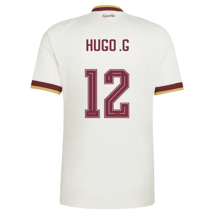 Danxen Hombre Camiseta España Hugo Guillamon #12 Marfil Borgoña 2ª Equipación 26-28 La Camisa