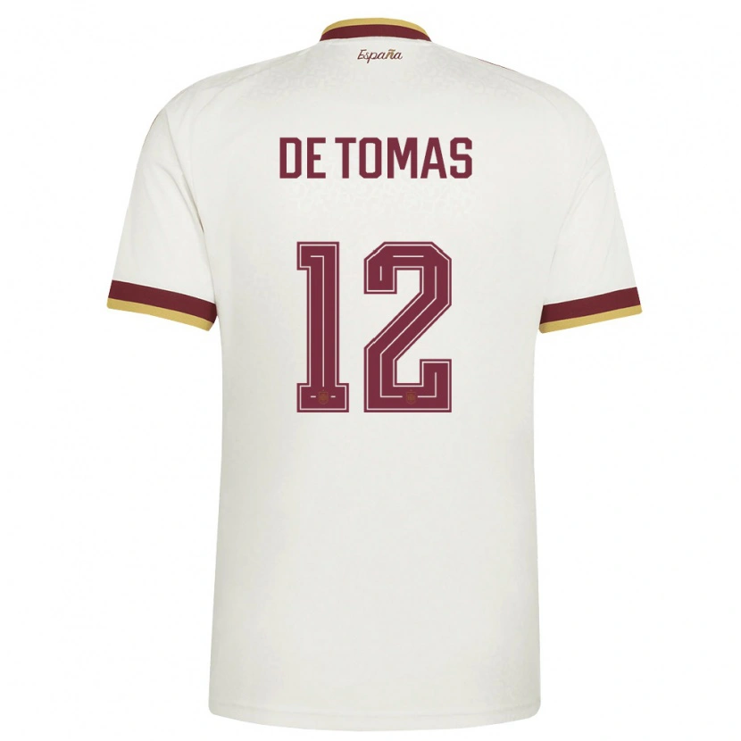Danxen Hombre Camiseta España Raul De Tomas #12 Marfil Borgoña 2ª Equipación 26-28 La Camisa