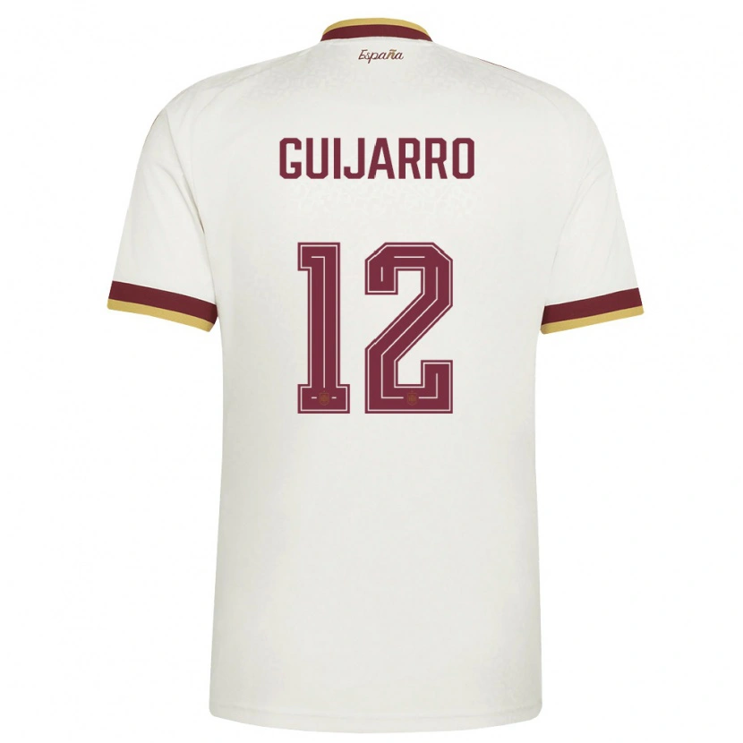 Danxen Hombre Camiseta España Patricia Guijarro #12 Marfil Borgoña 2ª Equipación 26-28 La Camisa