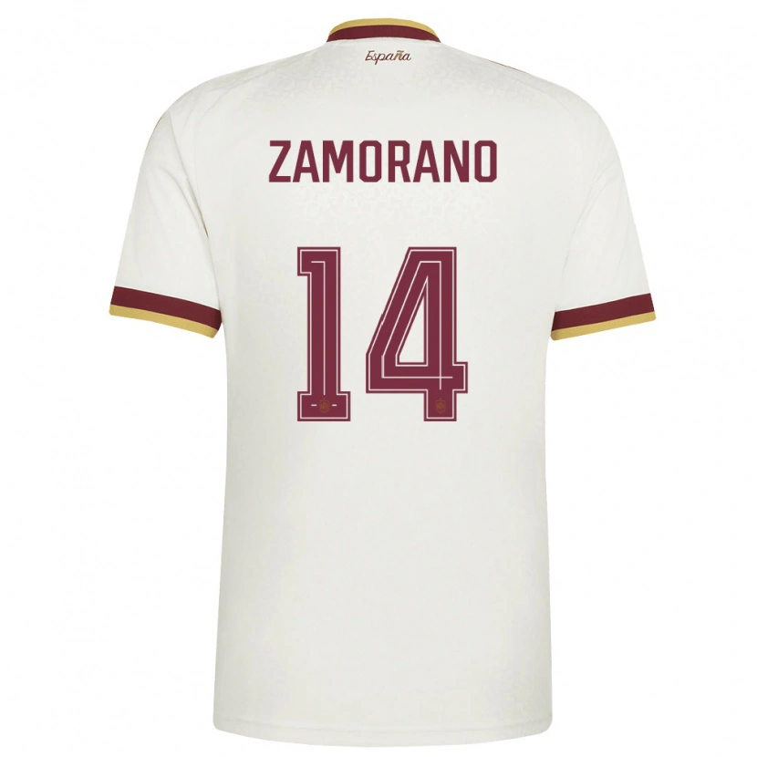 Danxen Hombre Camiseta España Holmes Zamorano #14 Marfil Borgoña 2ª Equipación 26-28 La Camisa