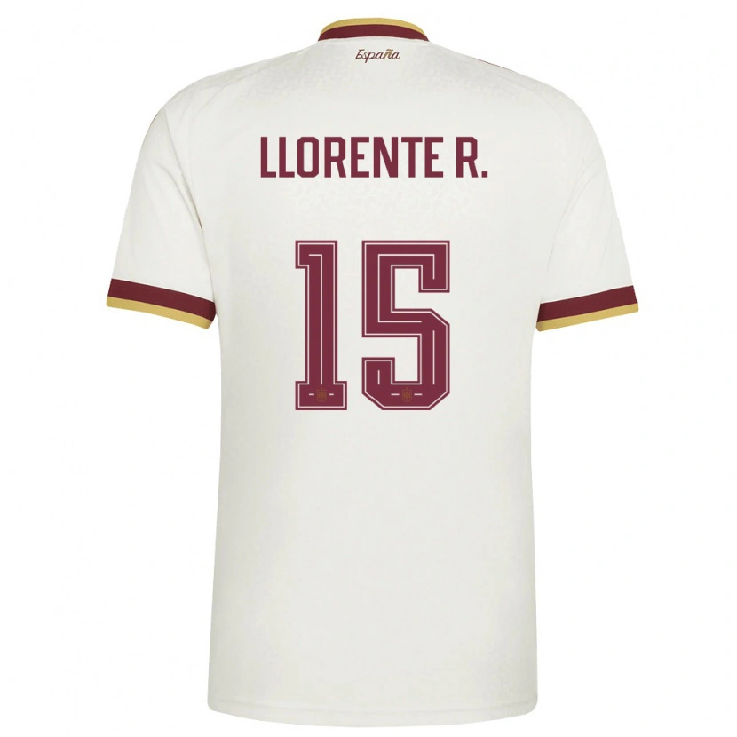 Danxen Hombre Camiseta España Diego Llorente #15 Marfil Borgoña 2ª Equipación 26-28 La Camisa
