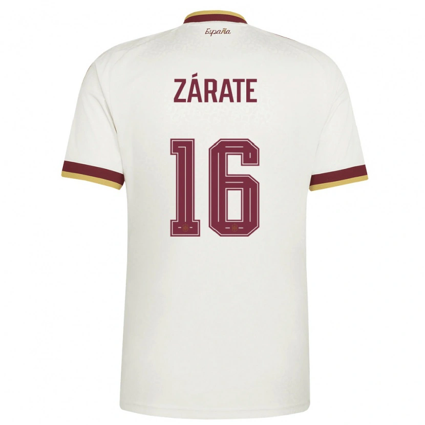 Danxen Hombre Camiseta España Dilan Zárate #16 Marfil Borgoña 2ª Equipación 26-28 La Camisa