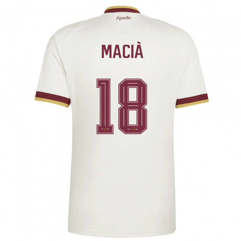 Danxen Hombre Camiseta España Carlos Macià #18 Marfil Borgoña 2ª Equipación 26-28 La Camisa