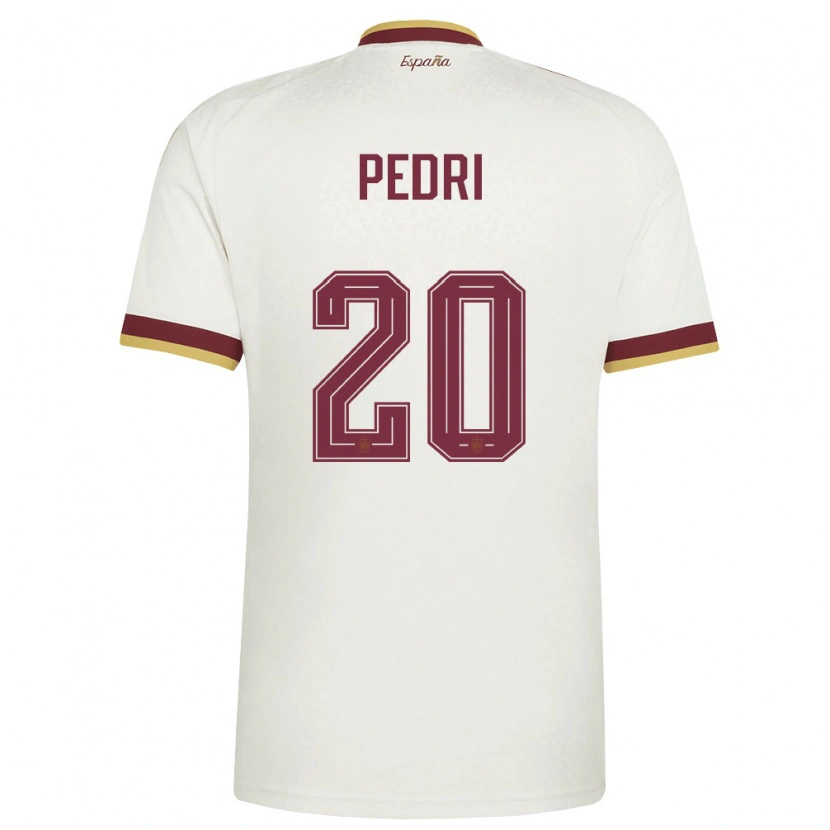 Danxen Hombre Camiseta España Pedri #20 Marfil Borgoña 2ª Equipación 26-28 La Camisa