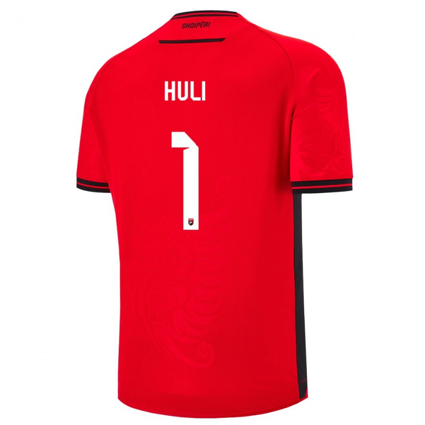 Danxen Mujer Camiseta Albania Raffaele Huli #1 Rojo Negro 1ª Equipación 26-28 La Camisa