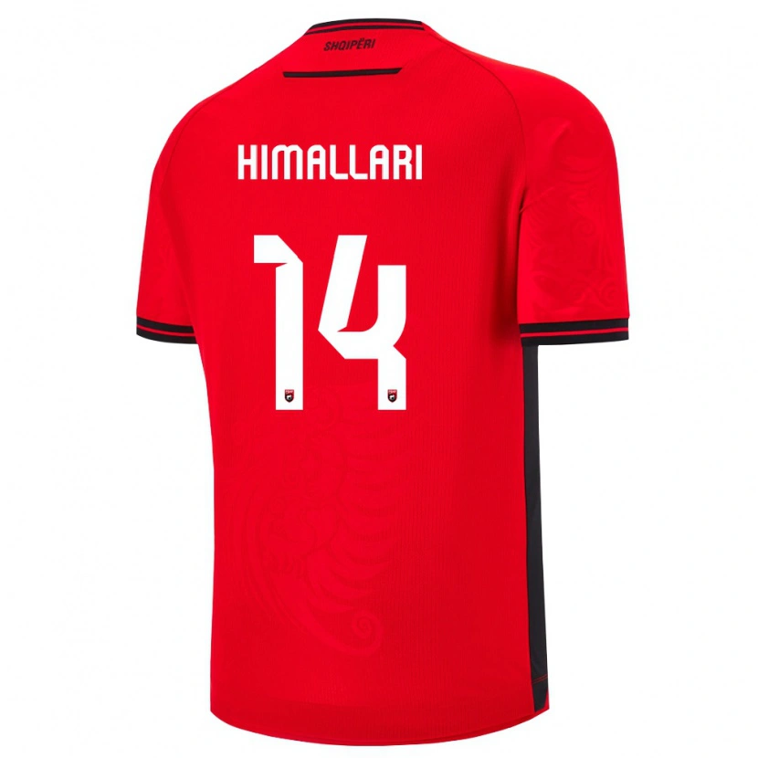 Danxen Mujer Camiseta Albania Elson Himallari #14 Rojo Negro 1ª Equipación 26-28 La Camisa