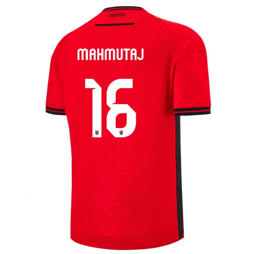 Danxen Mujer Camiseta Albania Alvin Mahmutaj #16 Rojo Negro 1ª Equipación 26-28 La Camisa