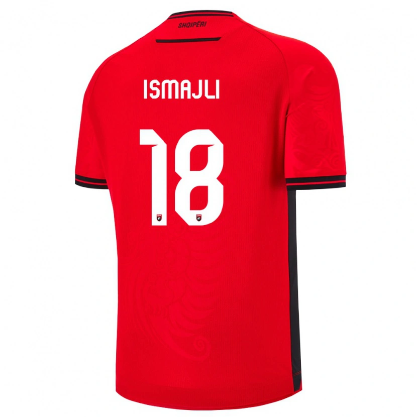 Danxen Mujer Camiseta Albania Ardian Ismajli #18 Rojo Negro 1ª Equipación 26-28 La Camisa