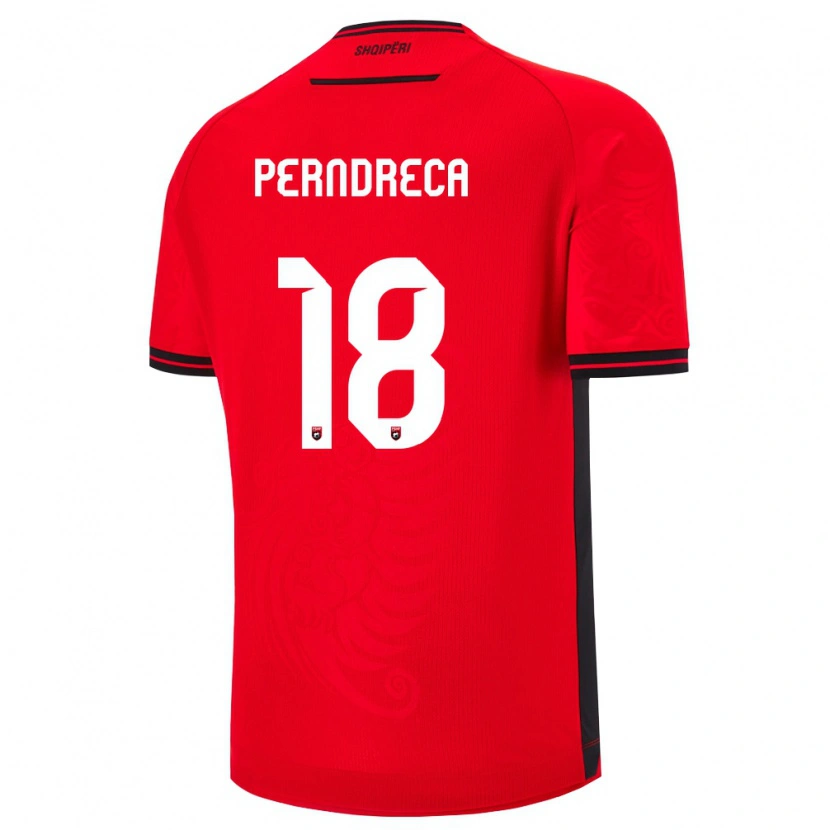 Danxen Mujer Camiseta Albania Fabjan Perndreca #18 Rojo Negro 1ª Equipación 26-28 La Camisa