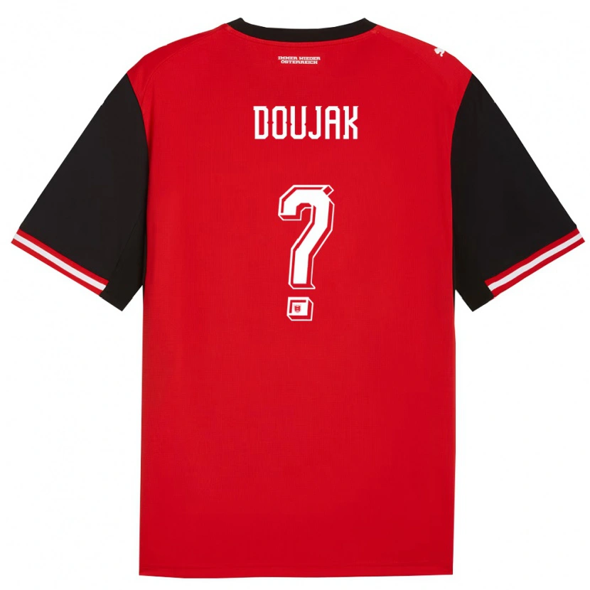 Danxen Mujer Camiseta Austria Moritz Doujak #0 Negro Blanco 1ª Equipación 26-28 La Camisa