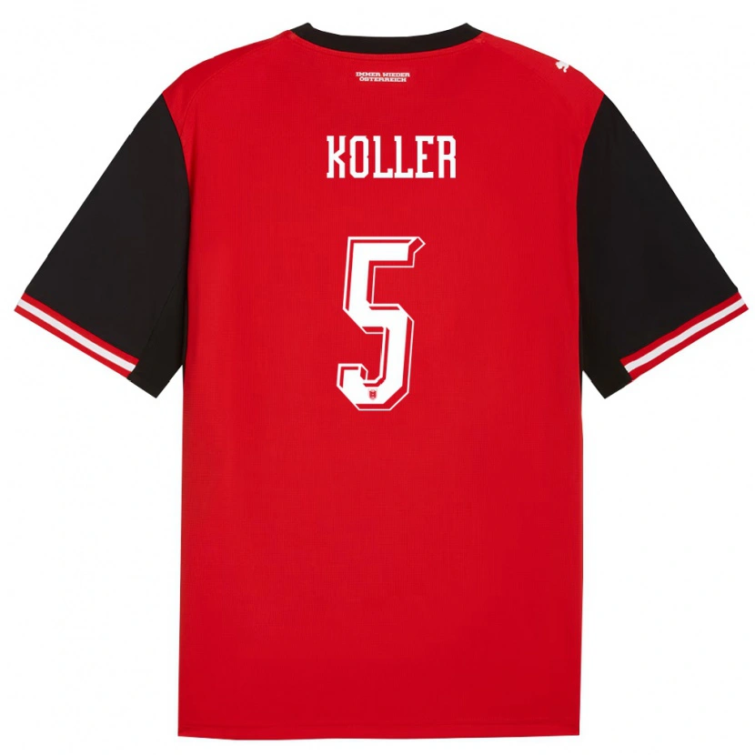 Danxen Mujer Camiseta Austria Paul Koller #5 Negro Blanco 1ª Equipación 26-28 La Camisa