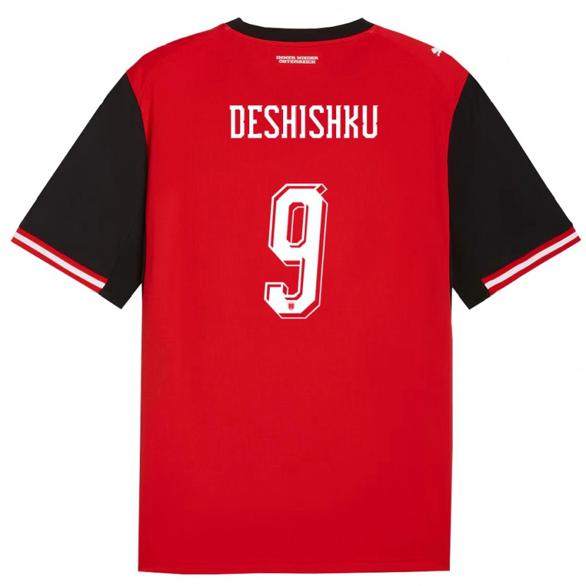 Danxen Mujer Camiseta Austria Hasan Deshishku #9 Negro Blanco 1ª Equipación 26-28 La Camisa