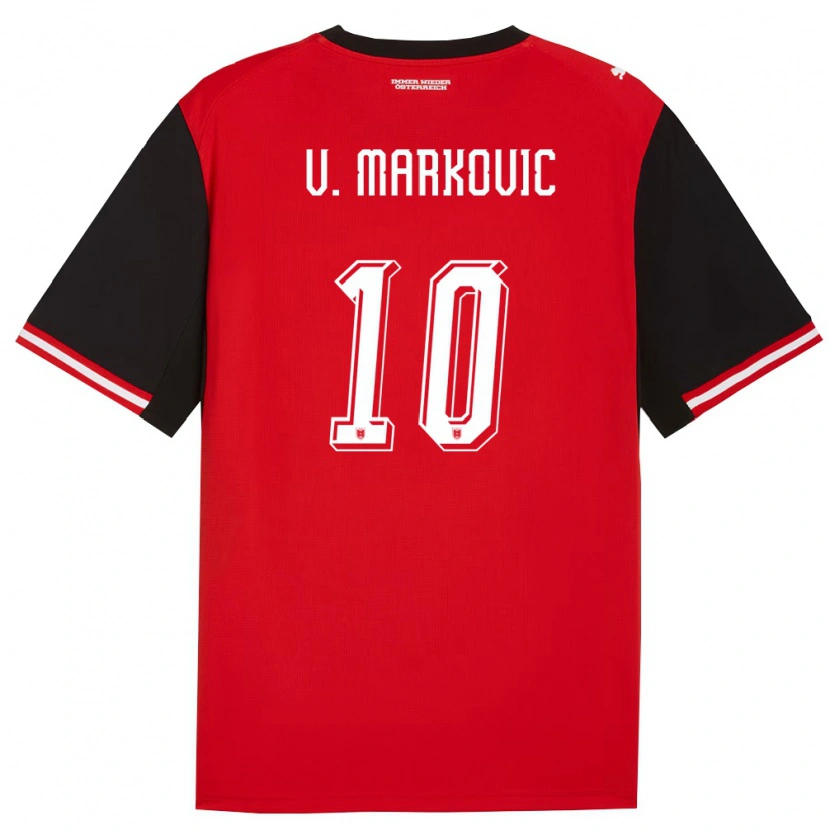 Danxen Mujer Camiseta Austria Vasilije Markovic #10 Negro Blanco 1ª Equipación 26-28 La Camisa