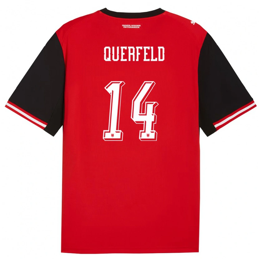 Danxen Mujer Camiseta Austria Leopold Querfeld #14 Negro Blanco 1ª Equipación 26-28 La Camisa