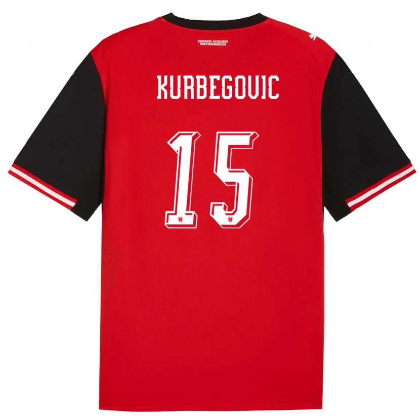Danxen Mujer Camiseta Austria Dino Kurbegovic #15 Negro Blanco 1ª Equipación 26-28 La Camisa