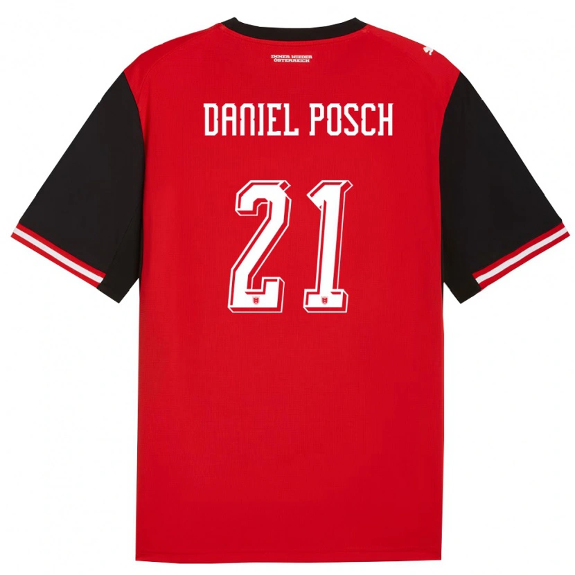 Danxen Mujer Camiseta Austria Daniel Posch #21 Negro Blanco 1ª Equipación 26-28 La Camisa