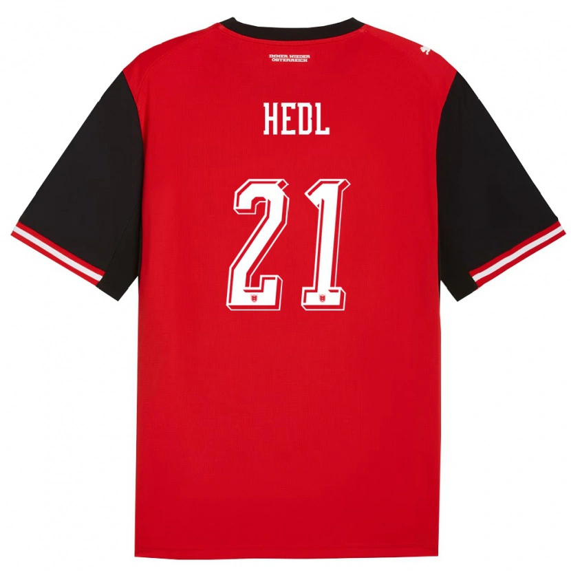 Danxen Mujer Camiseta Austria Philip Hedl #21 Negro Blanco 1ª Equipación 26-28 La Camisa
