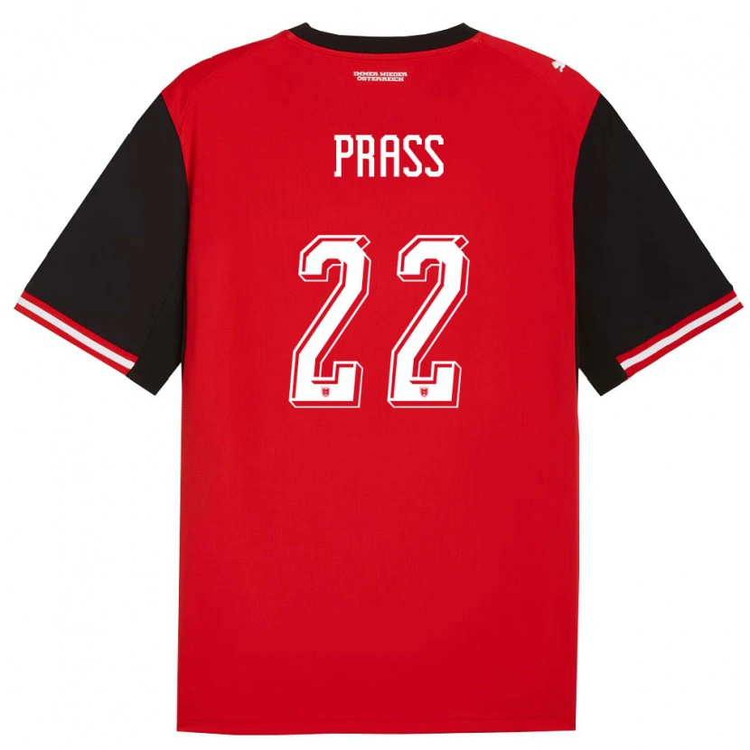 Danxen Mujer Camiseta Austria Alexander Prass #22 Negro Blanco 1ª Equipación 26-28 La Camisa