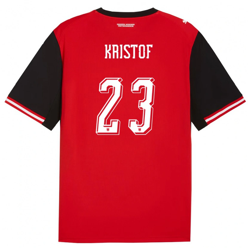 Danxen Mujer Camiseta Austria Nicolas Kristof #23 Negro Blanco 1ª Equipación 26-28 La Camisa