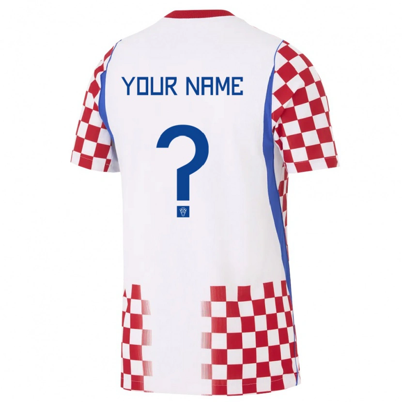 Danxen Mujer Camiseta Croacia Su Nombre #0 Blanco Rojo Azul 1ª Equipación 26-28 La Camisa