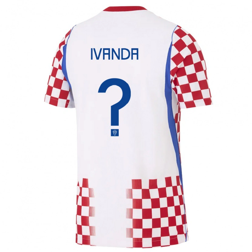 Danxen Mujer Camiseta Croacia Borna Ivanda #0 Blanco Rojo Azul 1ª Equipación 26-28 La Camisa
