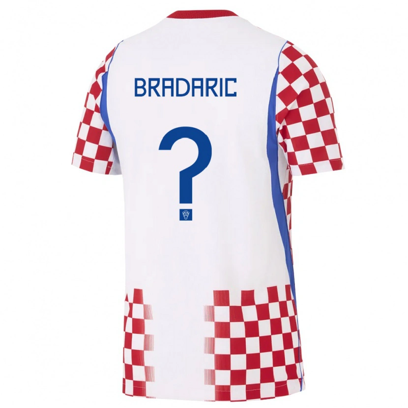 Danxen Mujer Camiseta Croacia Luka Bradaric #0 Blanco Rojo Azul 1ª Equipación 26-28 La Camisa