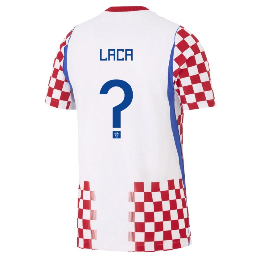 Danxen Mujer Camiseta Croacia Ivan Laca #0 Blanco Rojo Azul 1ª Equipación 26-28 La Camisa