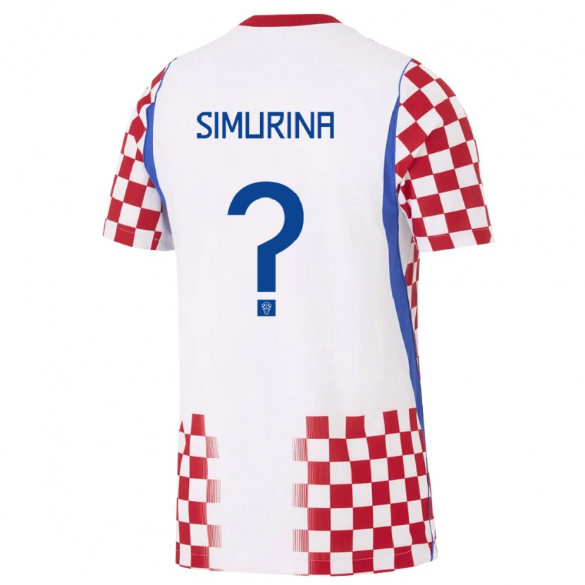 Danxen Mujer Camiseta Croacia Stipe Simurina #0 Blanco Rojo Azul 1ª Equipación 26-28 La Camisa