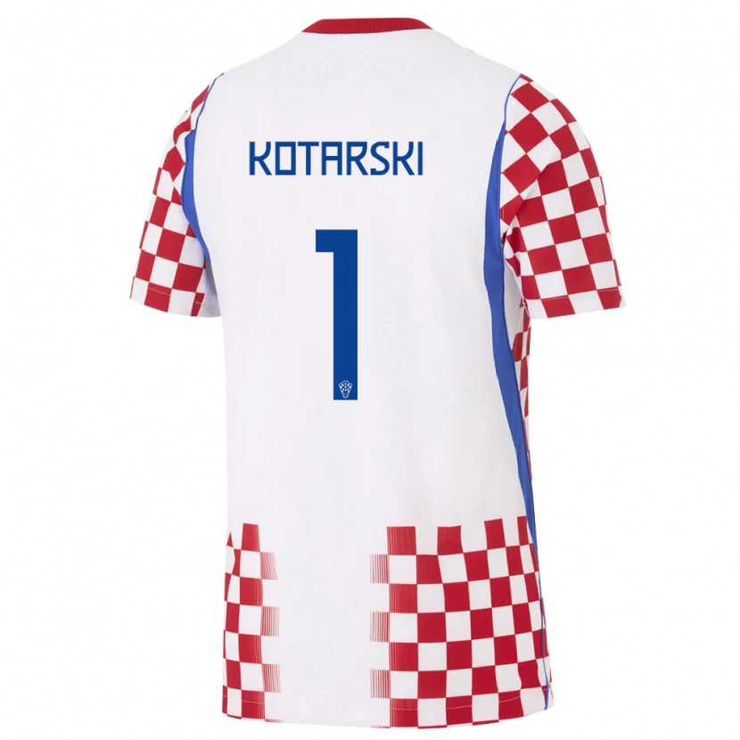 Danxen Mujer Camiseta Croacia Dominik Kotarski #1 Blanco Rojo Azul 1ª Equipación 26-28 La Camisa